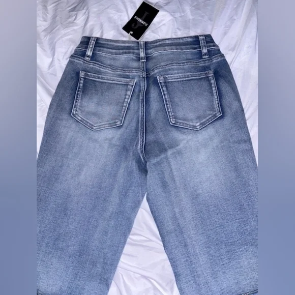 Women’s Light Blue Embroidered Boyfriend Jeans - Floral Detail - Picture 3 of 5